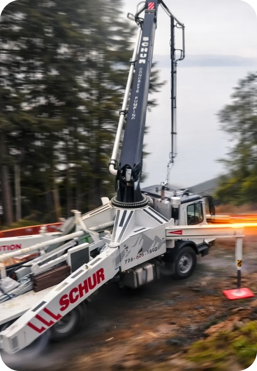 Schur Concrete Pumping truck on a job site